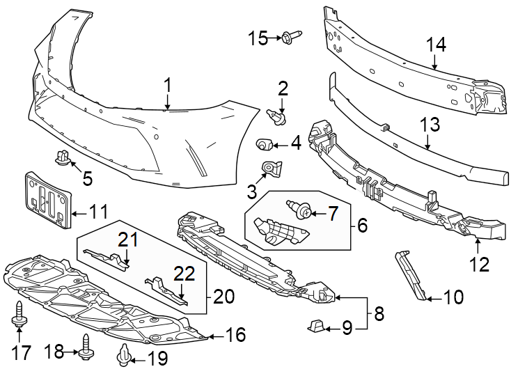 Diagram Front bumper & grille. Bumper & components. for your 2015 Toyota Avalon  XLE PREMIUM SEDAN 