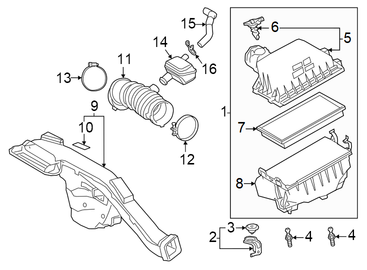 Diagram Engine / transaxle. Air intake. for your 2016 Toyota Corolla   