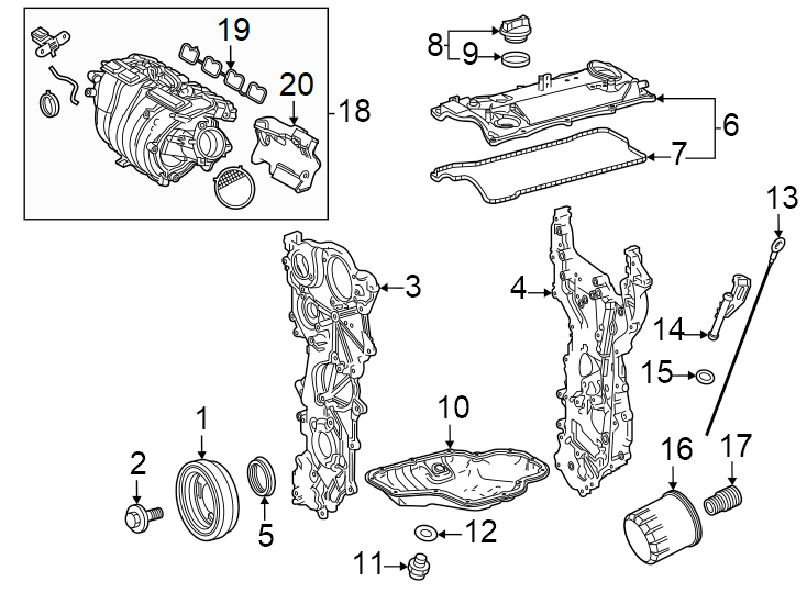 Diagram Engine / transaxle. Engine parts. for your 2023 Toyota Corolla  Hybrid SE Sedan 