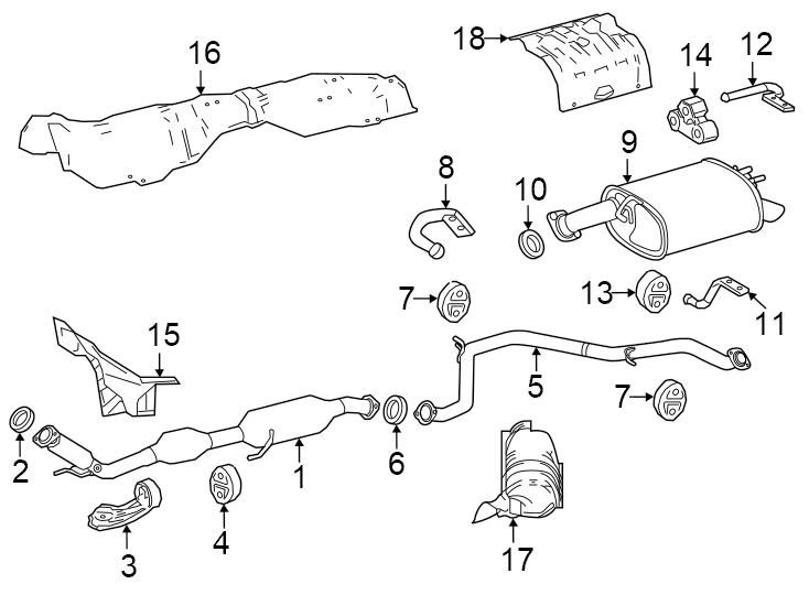 Diagram Exhaust system. Exhaust components. for your 2007 Toyota Highlander   