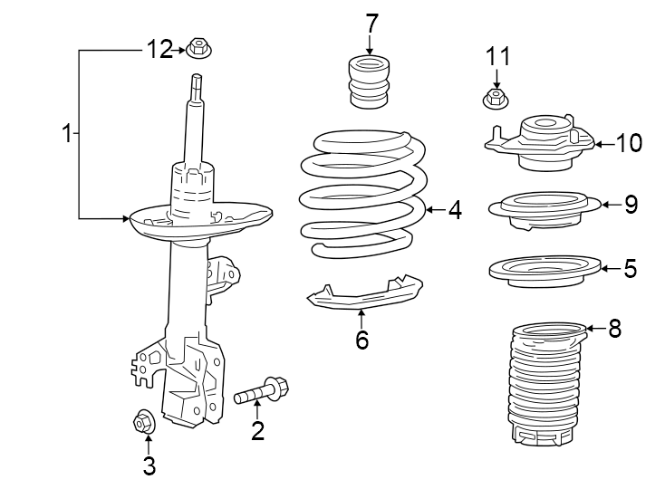 Diagram Front suspension. Struts & components. for your 2021 Toyota RAV4  LE Sport Utility 