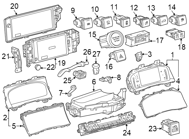 Diagram Instrument panel. Cluster & switches. for your 2018 Toyota Tundra   