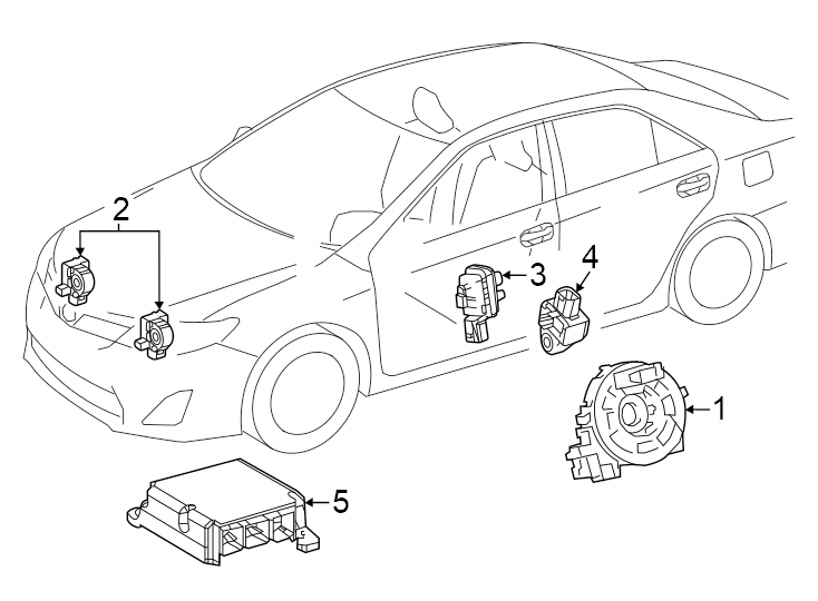 Diagram Restraint systems. Air bag components. for your 2024 Toyota Camry  SE SEDAN 