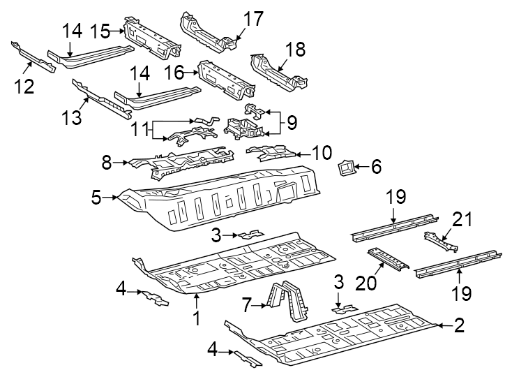 Diagram Pillars. Rocker & floor. Floor & rails. for your 1996 Toyota