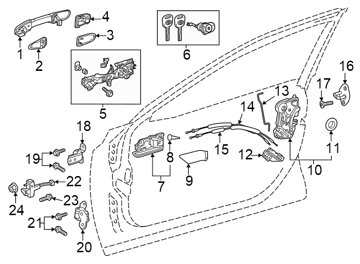 Diagram Front door. Lock & hardware. for your 2004 Toyota Camry   