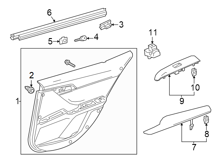 Diagram Rear door. Interior trim. for your Toyota