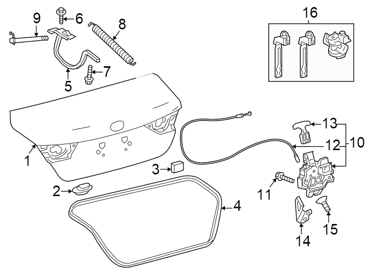 Diagram Right side only. To body. To trunk lid. W/O spoiler. W/SPOILER. for your Toyota Camry  