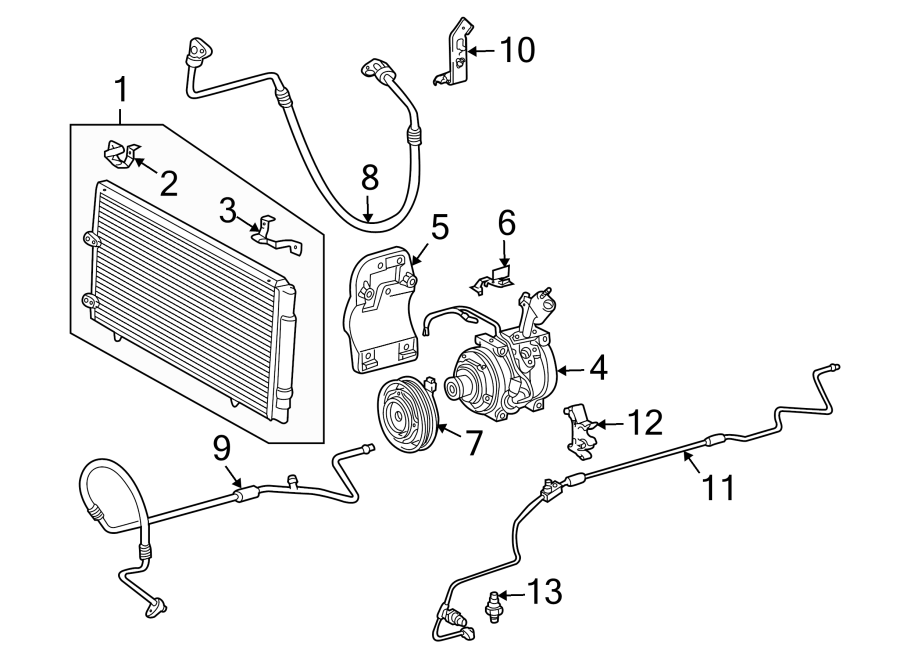 Diagram AIR CONDITIONER & HEATER. COMPRESSOR & LINES. CONDENSER. for your 1987 Toyota Camry   