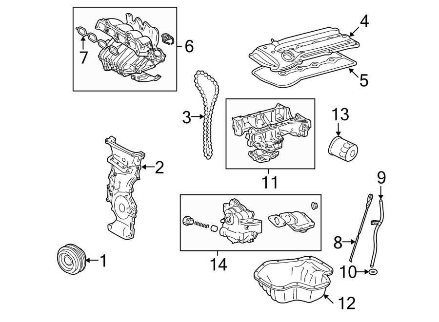 Diagram ENGINE / TRANSAXLE. ENGINE PARTS. for your Toyota Prius  