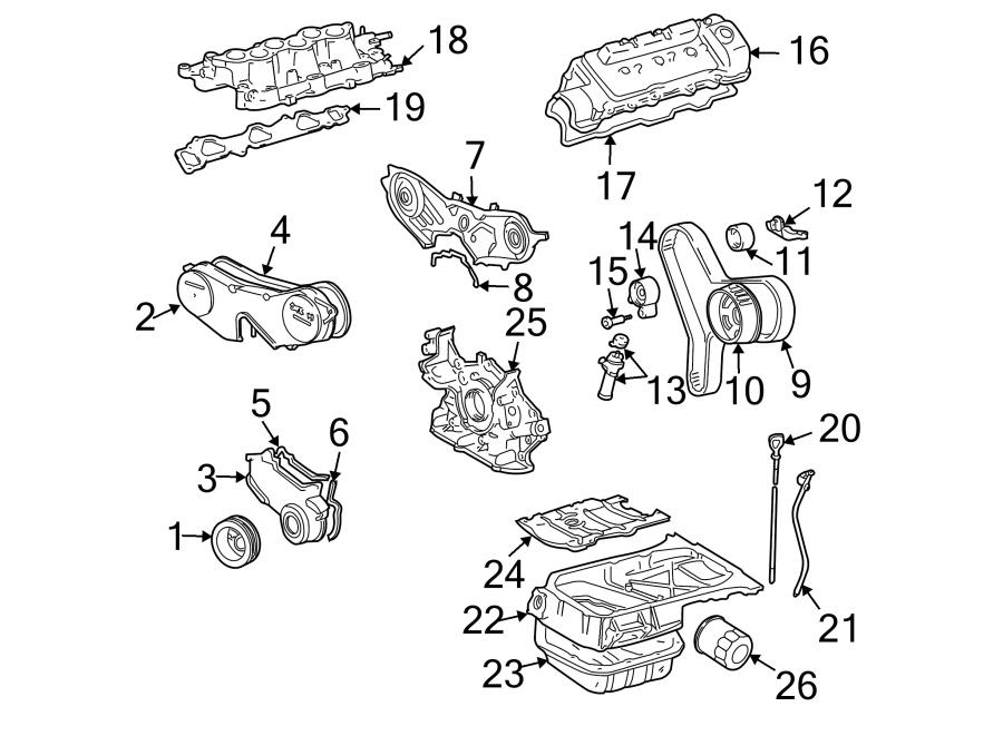 Diagram ENGINE / TRANSAXLE. ENGINE PARTS. for your Toyota