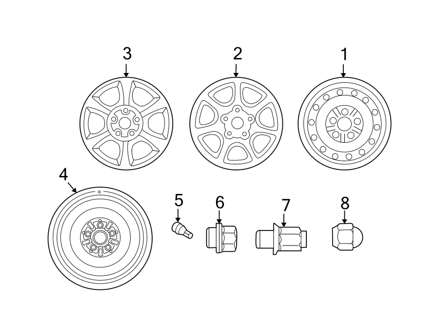 Diagram WHEELS. for your 2005 Toyota Tundra  SR5 Extended Cab Pickup Stepside 