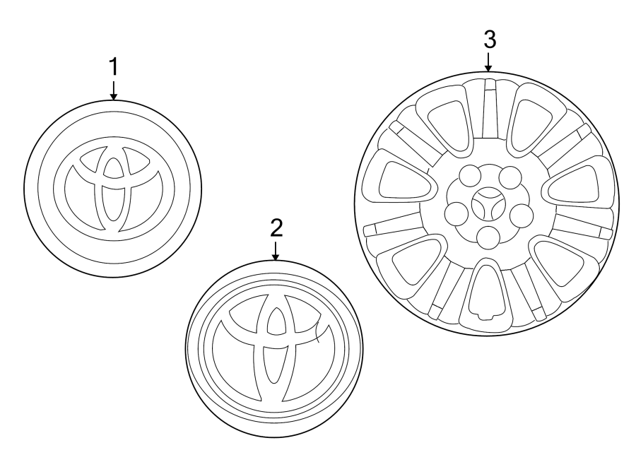 Diagram WHEELS. COVERS & TRIM. for your Toyota