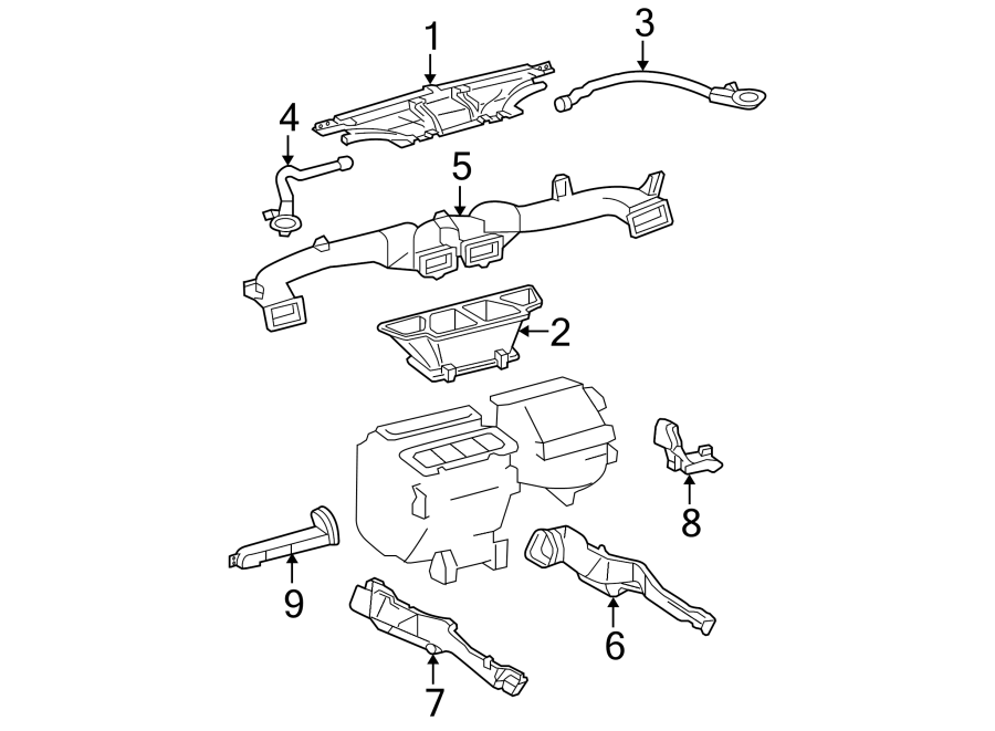 Diagram INSTRUMENT PANEL. DUCTS. for your 2024 Toyota Highlander   