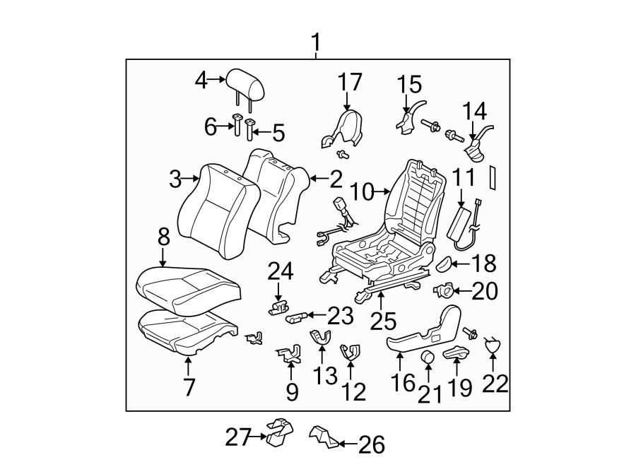 Diagram SEATS & TRACKS. FRONT SEAT COMPONENTS. for your 2016 Toyota Yaris   