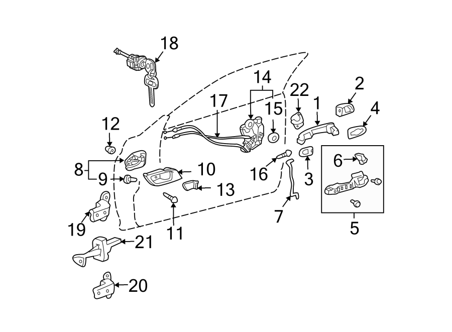 Diagram DOOR. LOCK & HARDWARE. for your 2023 Toyota 4Runner  SR5 Premium Sport Utility 