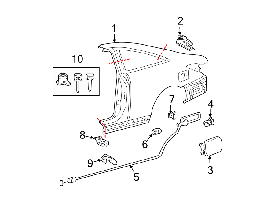 Diagram QUARTER PANEL & COMPONENTS. for your 2022 Toyota Venza  Limited Sport Utility 