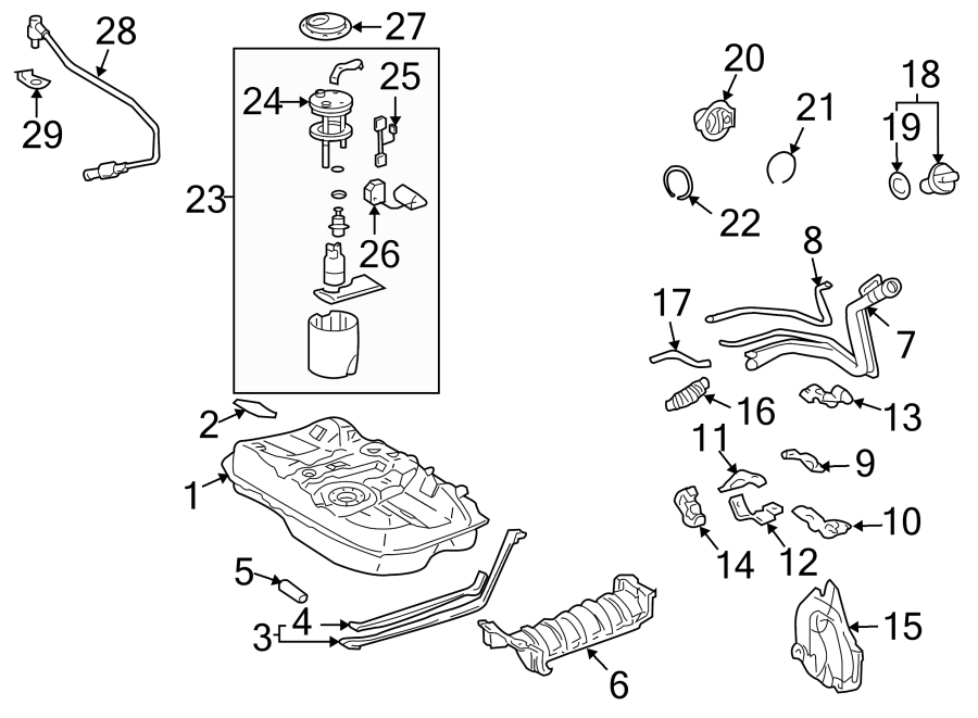 Diagram FUEL SYSTEM COMPONENTS. for your 2007 Toyota Matrix   