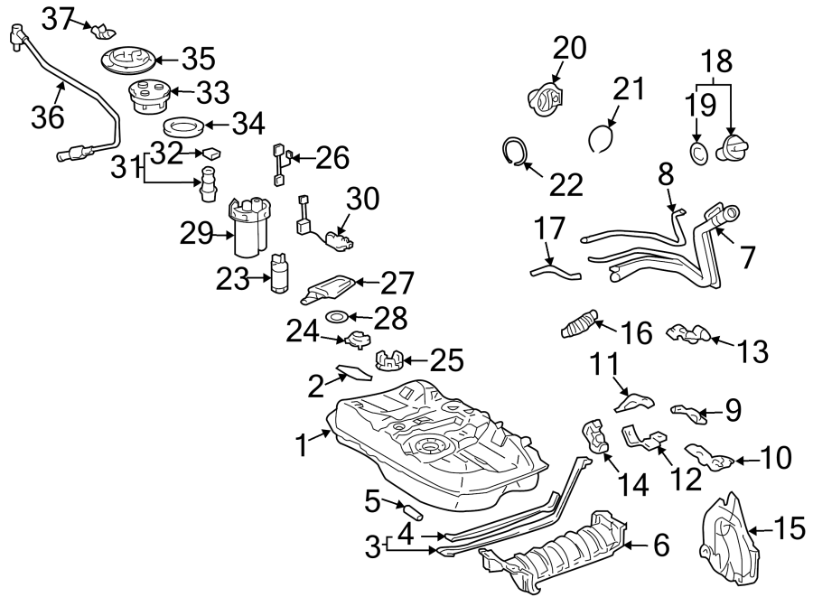 Diagram FUEL SYSTEM COMPONENTS. for your 2019 Toyota Tacoma  TRD Sport Extended Cab Pickup Fleetside 