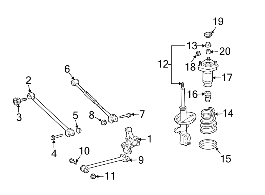 Diagram REAR SUSPENSION. SUSPENSION COMPONENTS. for your Toyota Solara  