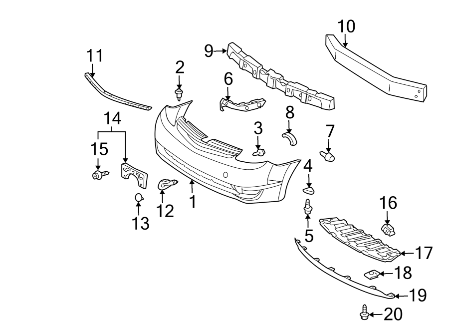 Diagram FRONT BUMPER. BUMPER & COMPONENTS. SPOILER. for your Toyota C-HR  