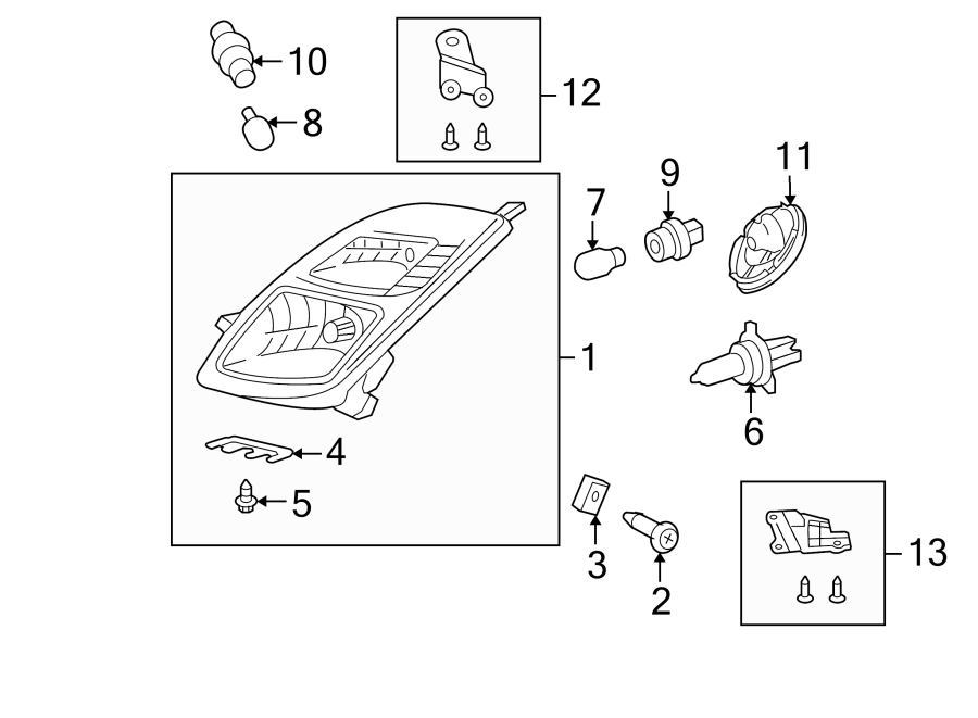 Diagram FRONT LAMPS. HEADLAMP COMPONENTS. for your 2013 Toyota Avalon   