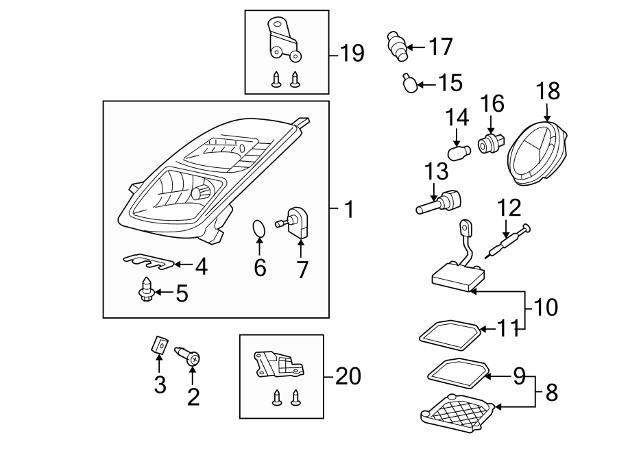 Diagram FRONT LAMPS. HEADLAMP COMPONENTS. for your 1994 Toyota 4Runner   