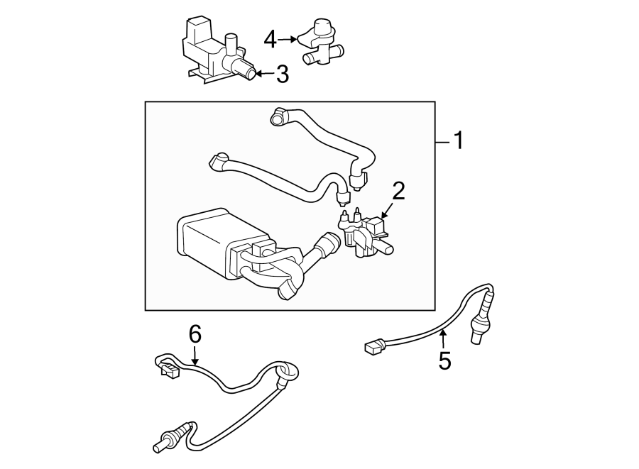 Diagram EMISSION SYSTEM. EMISSION COMPONENTS. for your 2020 Toyota Prius 1.8L FULL HYBRID EV-GAS (FHEV) CVT LE Hatchback 