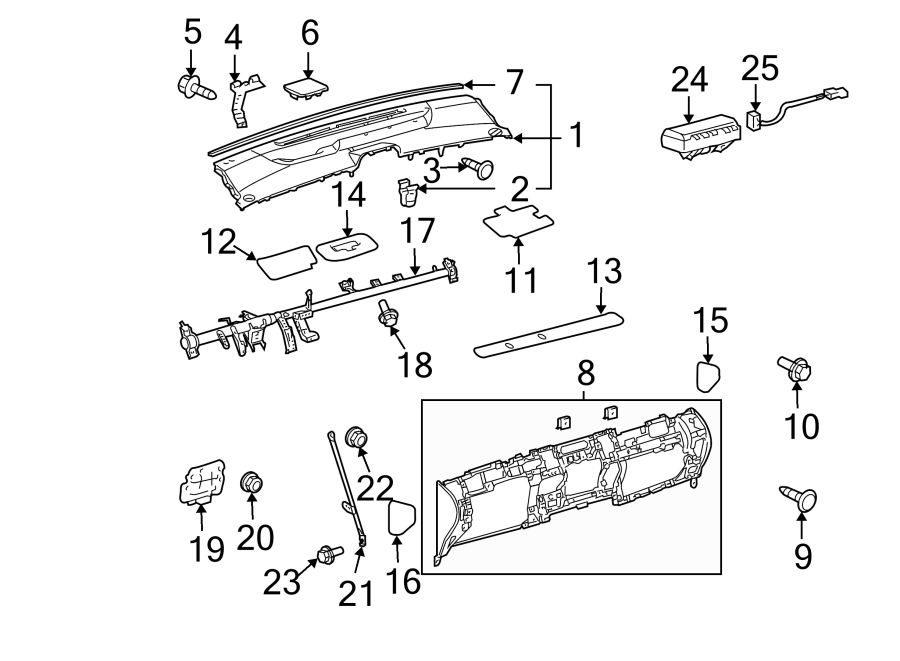 Diagram INSTRUMENT PANEL. for your 2012 Toyota Highlander   