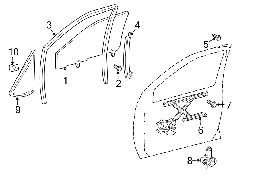 Diagram FRONT DOOR. GLASS & HARDWARE. for your 2020 Toyota Sequoia  TRD Sport Sport Utility 