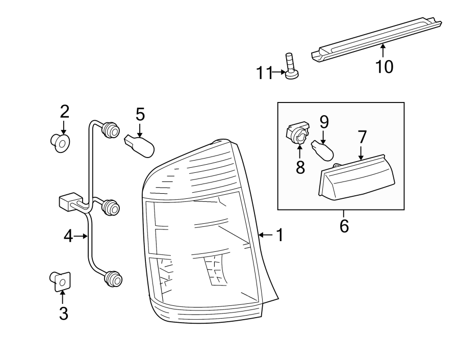 Diagram REAR LAMPS. COMBINATION LAMPS. HIGH MOUNTED STOP LAMP. LICENSE LAMPS. for your 2010 Toyota Tacoma 4.0L V6 M/T RWD Pre Runner Extended Cab Pickup Fleetside 