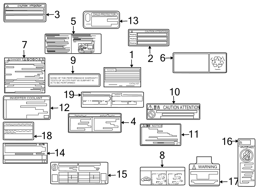 Diagram INFORMATION LABELS. for your 2016 Toyota Camry  XLE SEDAN 