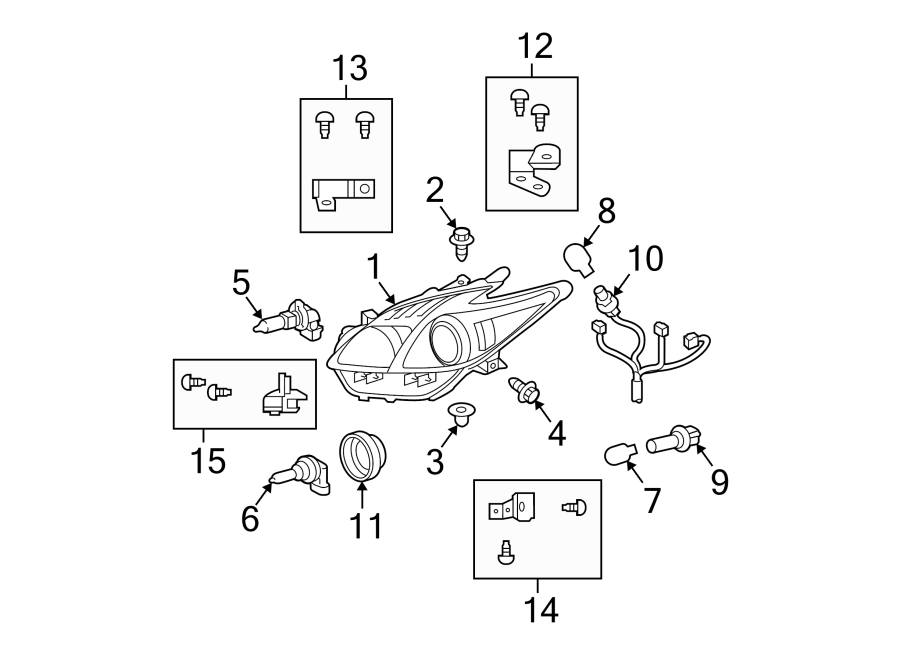 Diagram FRONT LAMPS. HEADLAMP COMPONENTS. for your 2018 Toyota Prius c   