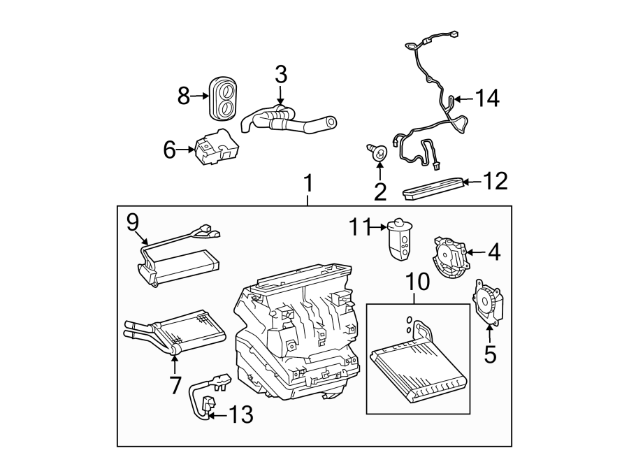 Diagram AIR CONDITIONER & HEATER. EVAPORATOR & HEATER COMPONENTS. for your Toyota Prius Plug-In  