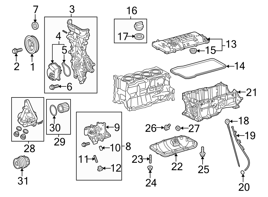 Diagram ENGINE / TRANSAXLE. ENGINE PARTS. for your Toyota