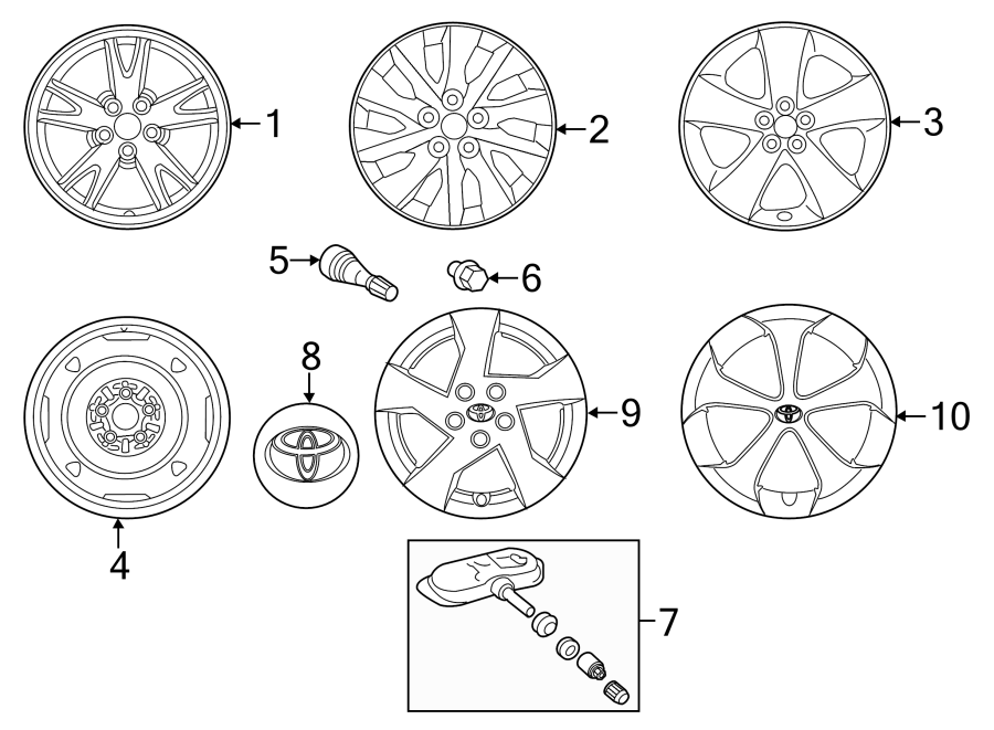 Diagram WHEELS. COVERS & TRIM. for your 2015 Toyota Prius Plug-In   