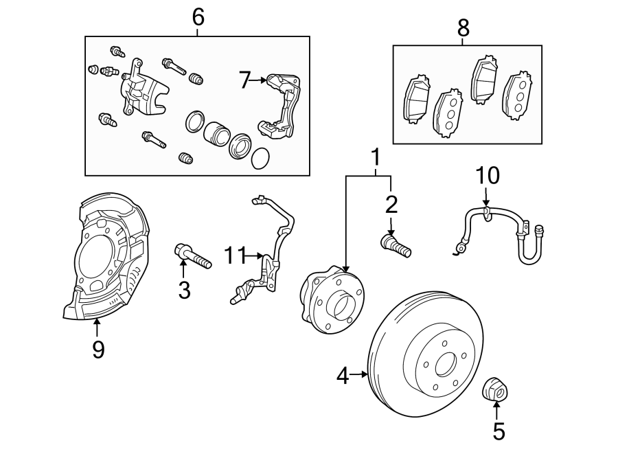 Diagram FRONT SUSPENSION. BRAKE COMPONENTS. for your 2022 Toyota Sequoia  TRD Pro Sport Utility 