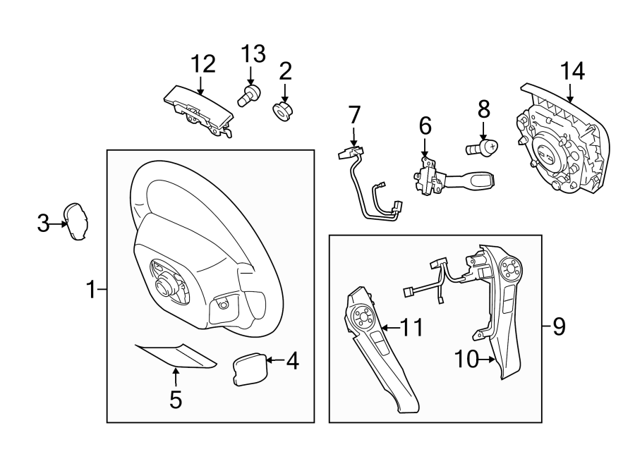 Diagram STEERING WHEEL & TRIM. for your 2010 Toyota Sequoia  SR5 Sport Utility 