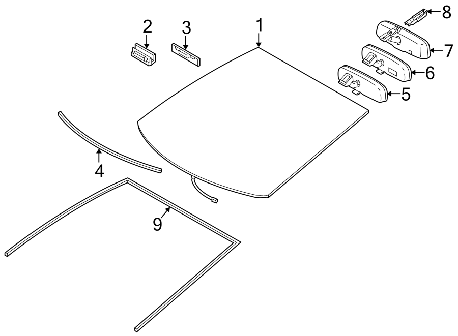 Diagram WINDSHIELD. GLASS. REVEAL MOLDINGS. for your 2001 Toyota Avalon  XLS Sedan 