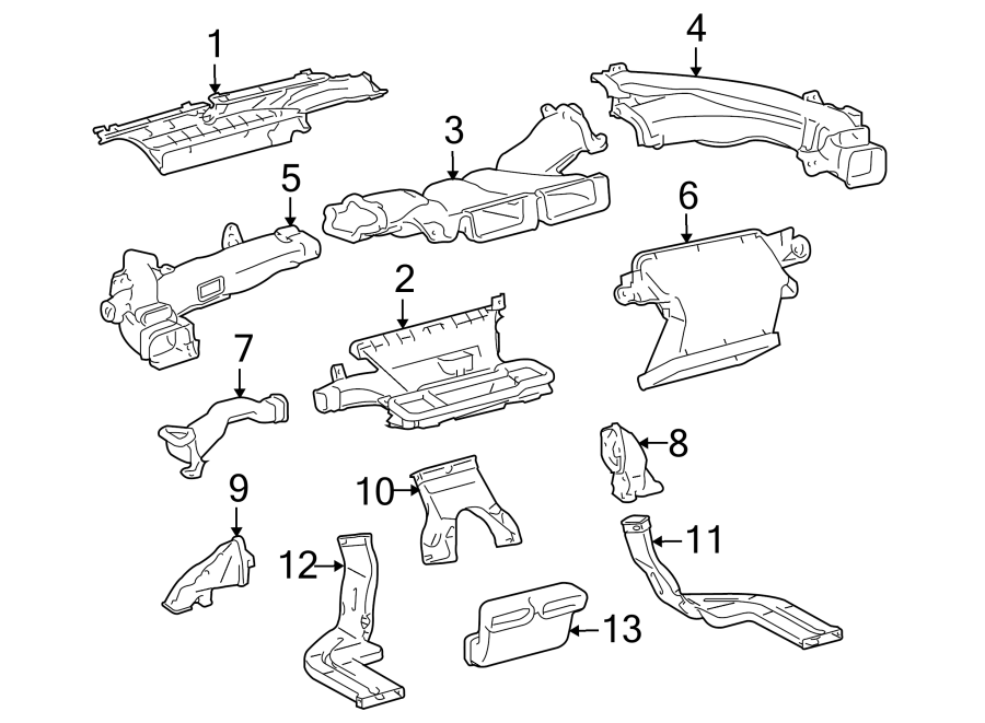 Diagram INSTRUMENT PANEL. DUCTS. for your 2013 Toyota Highlander   