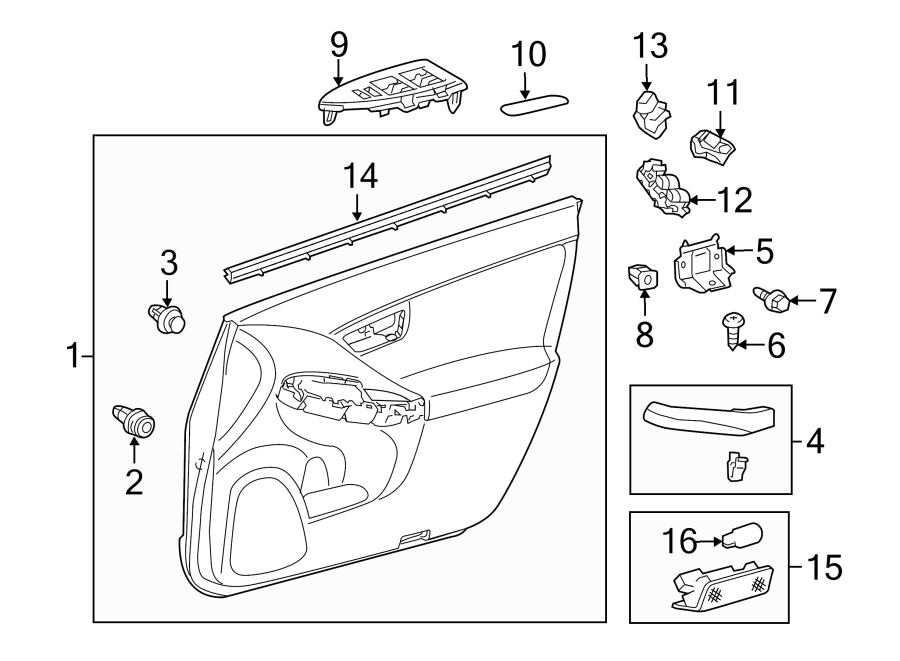 Diagram FRONT DOOR. INTERIOR TRIM. for your 1995 Toyota Avalon   