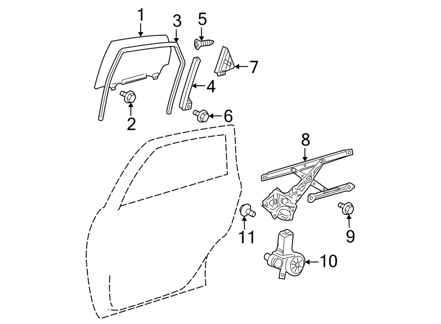 Diagram REAR DOOR. GLASS & HARDWARE. for your 2015 Toyota Tundra 5.7L i-Force V8 A/T 4WD SR5 Crew Cab Pickup Fleetside 