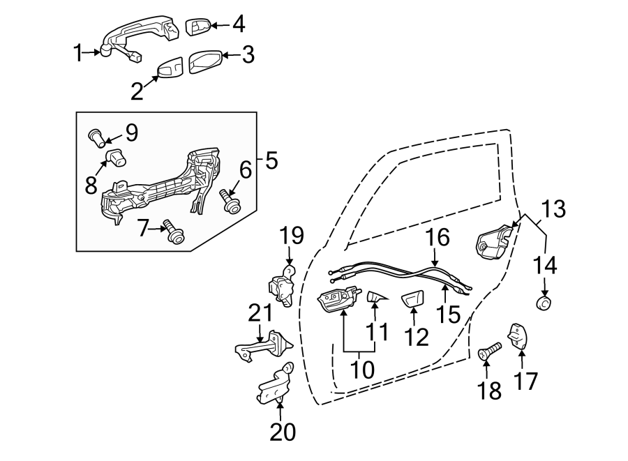 Diagram REAR DOOR. LOCK & HARDWARE. for your 2024 Toyota Venza  XLE Sport Utility 