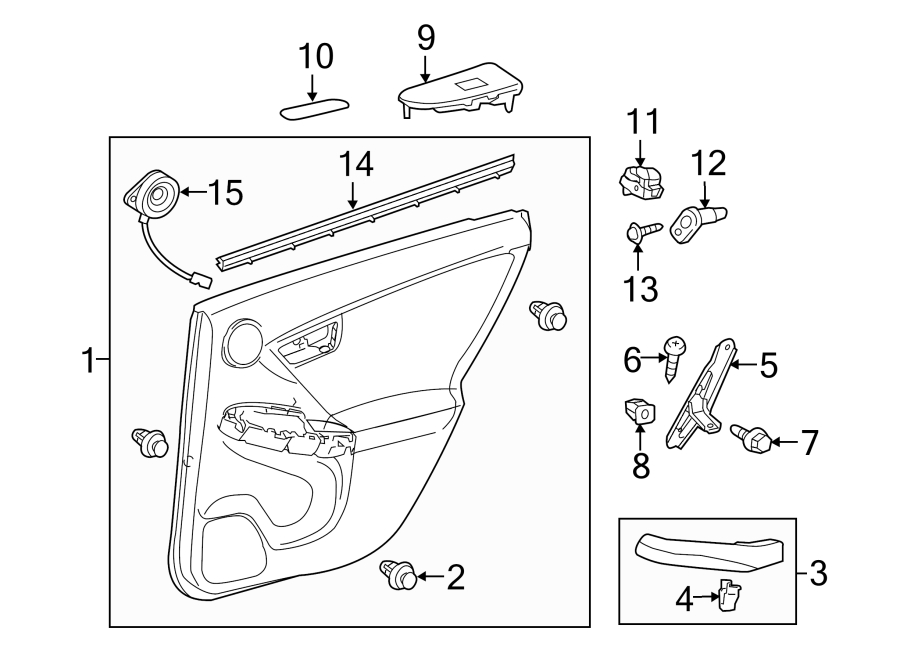 Diagram REAR DOOR. INTERIOR TRIM. for your 1996 Toyota Camry   