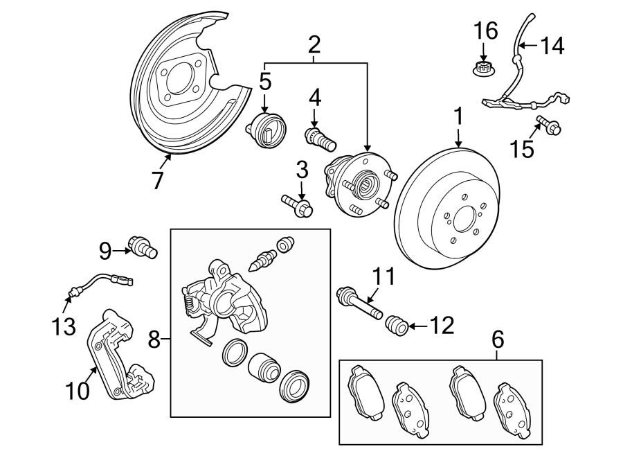 Diagram REAR SUSPENSION. BRAKE COMPONENTS. for your 2017 Toyota Mirai   