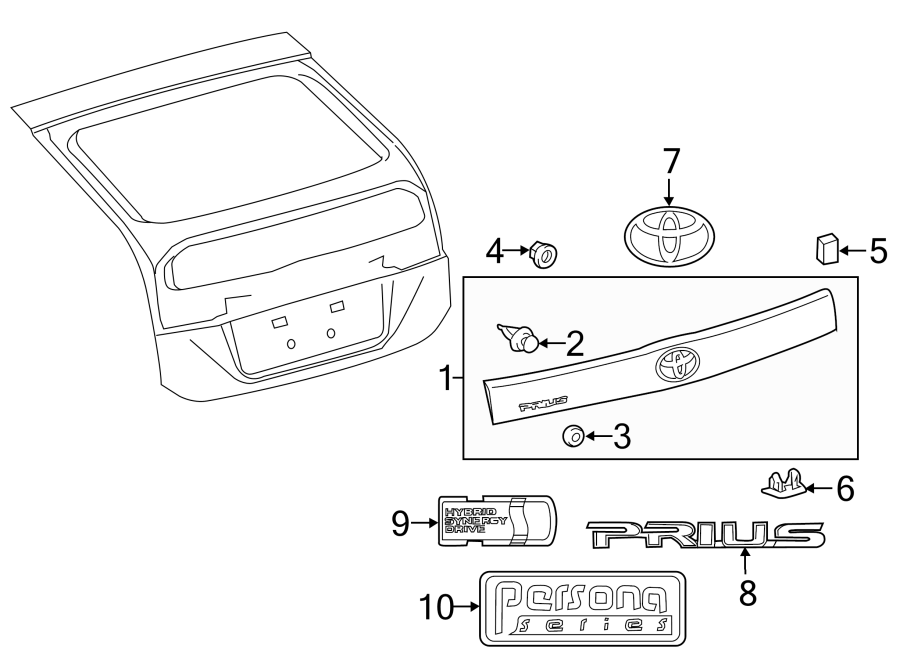 Diagram LIFT GATE. EXTERIOR TRIM. for your 2023 Toyota 4Runner   