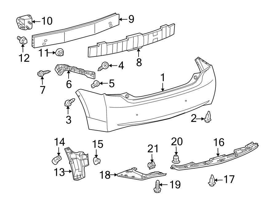 Diagram REAR BUMPER. BUMPER & COMPONENTS. for your 2022 Toyota Prius Prime   