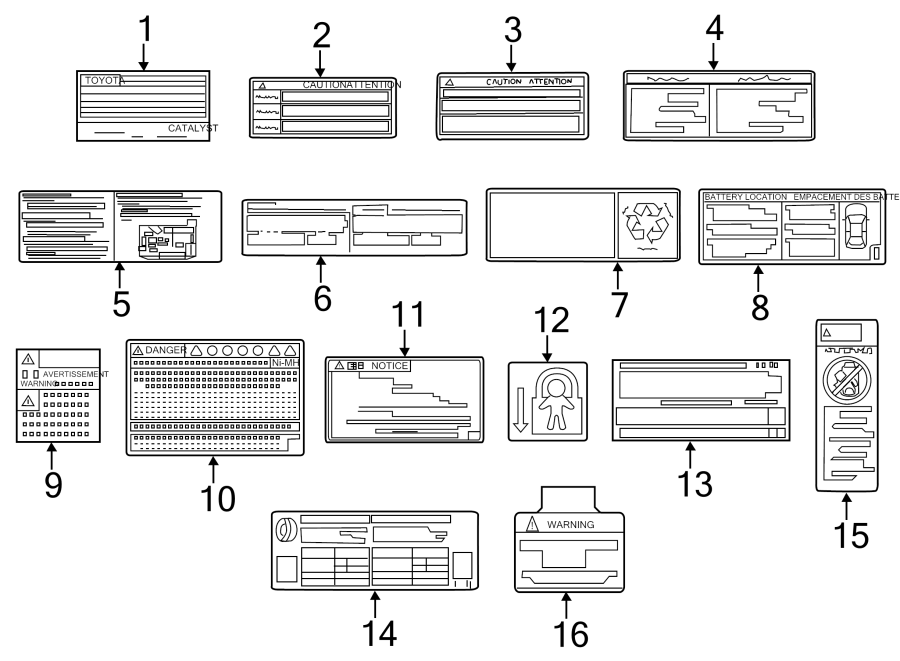 Diagram INFORMATION LABELS. for your 1998 Toyota Camry  CE Sedan 