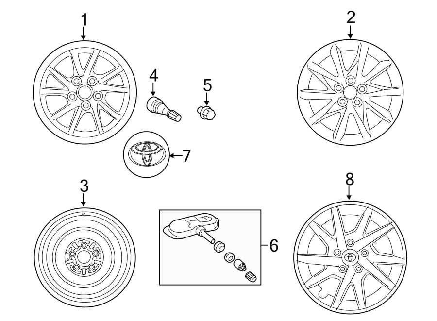 Diagram WHEELS. COVERS & TRIM. for your 2013 Toyota FJ Cruiser   