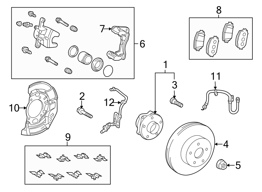 Diagram FRONT SUSPENSION. BRAKE COMPONENTS. for your 2014 Toyota Highlander   