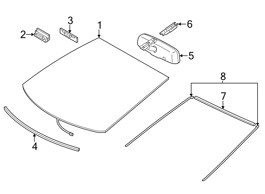 Diagram WINDSHIELD. GLASS. REVEAL MOLDINGS. for your Toyota Avalon  